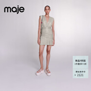 Maje2024春秋款女裝優(yōu)雅亮絲收腰包臀無袖連衣裙短裙MFPRO03620 銀色 T36