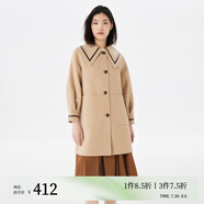 VEROMODA毛呢大衣女2023新款H版型學(xué)院風(fēng)中長款 C13淺卡其色加花色-追單1 S