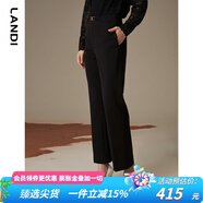 藍(lán)地（LANDI）黑色高腰顯高顯瘦通勤直筒微喇休閑褲女長(zhǎng)褲冬新品 黑色 S