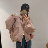 俞兆林（YUZHAOLIN）連帽外套上衣女2025秋季新款小個(gè)子百搭時(shí)尚寬松短款夾克 粉紅色 M 建議100-115斤