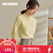 ROEYSHOUSE羅衣無縫工藝100%羊毛保暖半高領(lǐng)針織衫秋冬款中領(lǐng)打底衫女03570 鵝黃色 M