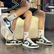 耐克（NIKE）【潮】Air Jordan aj1板鞋男女情侶新款低幫休閑運(yùn)動(dòng)籃球鞋休閑鞋 FQ8041/FQ7687-300綠/白 女款GS 36.5