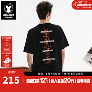 GENANX潮牌男裝t恤男簡約印花寬松圓領(lǐng)透氣涼感防曬秒干吸汗繡花情侶T恤 黑色 S 【建議】參考尺碼助手或客服