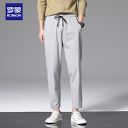 羅蒙（ROMON）休閑褲男潮流時(shí)尚彈力男士修身褲運動(dòng)九分褲子男裝FY718淺灰3XL