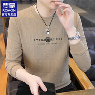 羅蒙（ROMON）春秋長(zhǎng)袖t恤男士圓領(lǐng)修身秋衣休閑打底衫秋季新款小衫衛(wèi)衣外套男 Q5608卡其色 常規(guī) XL 130-145斤