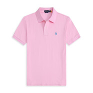 RRL RALPH LAUREN拉夫勞倫純色短袖polo衫男士小馬標(biāo)RL刺繡翻領(lǐng)體恤 粉色 L
