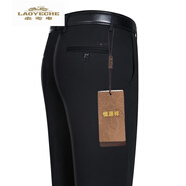 老爺車(chē)（LAOYECHE）休閑褲男寬松直筒高腰長(cháng)褲秋冬新款中老年高腰褲商務(wù)爸爸免燙男裝 A3002黑色 32碼2尺5