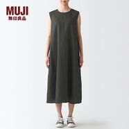 無(wú)印良品 MUJI 女式 亞麻水洗 無(wú)袖連衣裙 BCL48C2S 煙熏棕色 XS-S