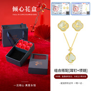 銀千惠999足銀和田玉項(xiàng)鏈女士高級(jí)感輕奢吊墜年輕款生日禮物送女友媽媽 竹報(bào)平安套裝（項(xiàng)鏈+耳釘）/999銀 七夕情人節(jié)女生禮物/玫瑰花禮盒送老婆/配首飾證書(shū)