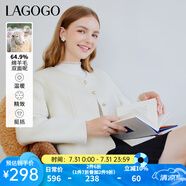 lagogo小香風(fēng)羊毛雙面呢大衣女拉谷谷冬季新款短款小個(gè)子加厚外套 米白色(V2) S 155/36