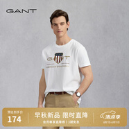 GANT/甘特【100%棉】男女情侶款學(xué)院風(fēng)美式休閑圓領(lǐng)短袖重磅T恤 110白色 M