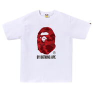 A BATHING APE男士潮流迷彩印花寬松短袖T恤 white / red 均碼 |3XL