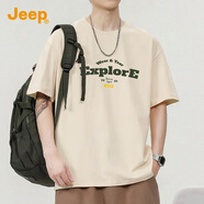 吉普（JEEP）260G重磅純棉短袖T恤男士高支情侶裝上衣夏季圓領(lǐng)潮牌休閑體恤男