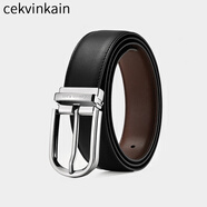 cekvin kain針扣皮帶男士款式真皮牛皮褲腰帶休閑百搭簡約 CK75銀色