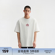 CHINISM  CH赤塵美式?jīng)龈兴俑啥绦鋞恤男士夏季潮流寬松休閑五分袖上衣 花灰色 M
