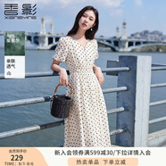 香影法式波點(diǎn)v領(lǐng)連衣裙女2025夏裝新款萊賽爾天絲泡泡袖高腰裙子 波點(diǎn) L 165/88A/110-125斤