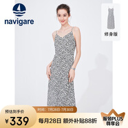 Navigare意大利小帆船女士細吊帶連衣裙修身長裙2322874510 白/黑 M 