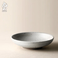 九土 手工粗陶餐具套裝復(fù)古風(fēng)碗和風(fēng)陶盤(pán)碟子碗盤(pán)家用日式粗陶食器 深盤(pán)小 復(fù)古白