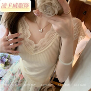 凌卡戚純欲 夏新款清爽百搭網(wǎng)紗半身裙長(zhǎng)裙小個(gè)子花裙搭上衣套裝 米色上衣 S