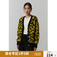 獨束大碼女裝時尚豹紋V領(lǐng)針織開衫女冬裝新款胖mm顯瘦上衣22DS4514 豹紋 M