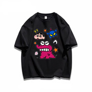 安初夏卡通蠟筆小新短袖T恤男純棉情侶裝可愛閨蜜裝寬松夏天休閑套裝潮 單件【蠟筆小新短袖】黑色 M 【建議85-100斤】