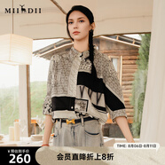 謎底花色襯衫分袖女2025夏新款復(fù)古文藝印花大廓形襯衣256MC6211 黑色花 S