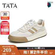 他她（TATA）男士阿甘男鞋復(fù)古德訓(xùn)鞋男運(yùn)動休閑鞋厚底板鞋小白鞋PCB01AM3 QDR01AM4米/灰/杏 44