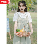 天爵鯊（SKYSIR SHARK）少女服裝品牌夏季女裝18-20歲女生穿的衣服時(shí)尚森系穿搭套裝女學(xué) 單件白色上衣 官方原版 S