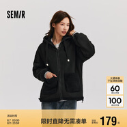 森馬（Semir）森馬外套女仿羊羔毛搖粒絨雙面穿連帽重磅夾克24新款109724108002