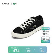 LACOSTE法國鱷魚男鞋25年新款時(shí)尚舒適百搭系帶板鞋帆布鞋|47CMA0005 454/黑色/米白色 40 (255mm) 6.5