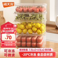 禧天龍冰箱保鮮盒食品級冰箱收納盒密封盒蔬菜水果冷凍盒 7.3L*2+4.5L*2