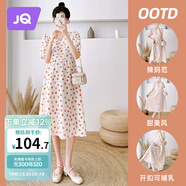 婧麒（JOYNCLEON）孕婦裝夏季孕婦連衣裙薄款大碼寬松波點碎花長裙 桔 M Jly157192