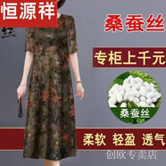 恒源祥真絲香云紗桑蠶絲連衣裙女2025夏季新款短袖媽媽裝寬松顯瘦連衣裙 復(fù)古色【收藏+關(guān)注優(yōu)先發(fā)貨】 M 建議【90斤內(nèi)】