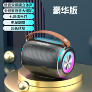 mogolala藍(lán)牙音響大音量長(zhǎng)續(xù)航重低音炮家用戶外易攜帶無(wú)線藍(lán)牙音箱小型高音質(zhì)車載小音箱迷你便攜收款播報(bào) 豪華黑【七彩燈+電量翻倍】有線
