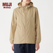 無印良品（MUJI）女式 不易沾水便攜 防風(fēng)夾克 運(yùn)動服 短外套 BDF02A0S 淺米色 L