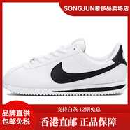耐克（NIKE）CortezBasicSL舒適輕便減震低幫兒童跑步鞋白黑 35.5