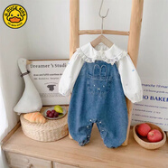 G.duck嬰幼兒春秋連體衣牛仔背帶褲套裝女一歲寶寶春天衣服韓版外出春裝 牛仔背帶褲 80