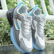 紅蜻蜓超輕跑步鞋男鞋秋冬季新款青少年運動(dòng)休閑鞋男氣墊防滑減震跑鞋子 2620灰藍【皮面 】 36