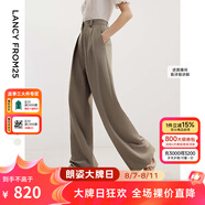 朗姿高級(jí)感直筒闊腿褲子氣質(zhì)正裝褲子夏季新款職業(yè)西裝褲長(zhǎng)褲 鴿羽灰 M