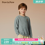 PawinPaw卡通小熊童裝秋冬新款男女童圓領(lǐng)毛衣學(xué)院風(fēng)舒適拜年過年 Grey灰色/15 100 cm