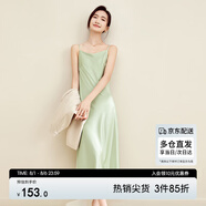 尚都比拉夏季氣質(zhì)V領(lǐng)通勤吊帶連衣裙高級感光澤性感純欲風(fēng)小裙子 清新綠 L