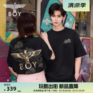 BOY LONDON【祥云報(bào)喜】25新款春夏情侶黑金老鷹針織短袖T恤N01826 黑色 L