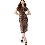 思美登（STEVE MADDEN）女裝時尚印花連衣裙NOLA Midi Tshirt Dress送女友禮物 Bronze 均碼 |X-LARGE