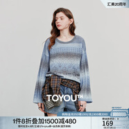 初語圓領(lǐng)漸變針織衫女2025秋季新款寬松馬海毛套頭輕薄毛織上衣 海洋藍(lán) L