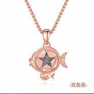 中國航天 十二星座宇宙星星隕石項鏈 夜光變色鍍金可旋轉吊墜飾品 雙魚(yú)座