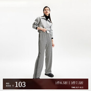 VEROMODA休閑褲秋冬千鳥格松緊高腰直筒針織長褲女3233PL043 S59黑色 160/64A/S