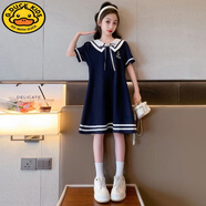 G.DUCKKIDS女童裙子夏季2024新款女大童裝洋氣顯瘦學(xué)院風(fēng)海軍領(lǐng)學(xué)生連衣裙 【童裝#】藏藍(lán)-海軍領(lǐng) 150 【身高 約-150cm】