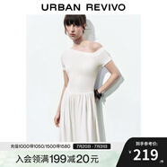UR2025夏季新款女裝氣質(zhì)斜肩領修身拼接連衣裙UWM750055 本白 XL