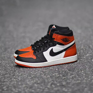 耐克（NIKE）【極速發(fā)貨】 Air Jordan 1 AJ1  翻毛皮做舊籃球鞋 DZ5485-008  黑橙 40