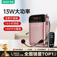 索愛(ài)（soaiy）S588FM無(wú)線(xiàn)小蜜蜂擴音器教師專(zhuān)用智能防嘯叫13W大功率U盤(pán)麥克風(fēng)喇叭戶(hù)外便攜藍牙音箱收音機  金色